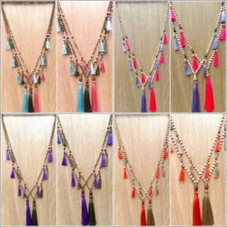 wooden beads colorful tassels fashion necklaces wholesale alot 60 pieces